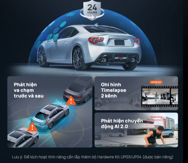 Cam hành trình ô tô Đà Nẵng 70mai X800 ghi va chạm bán riêng bộ kit